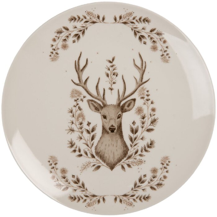 Clayre & Eef GTWDP Plato pequeño Ø 20x2 cm Beige/Marrón Porcelana