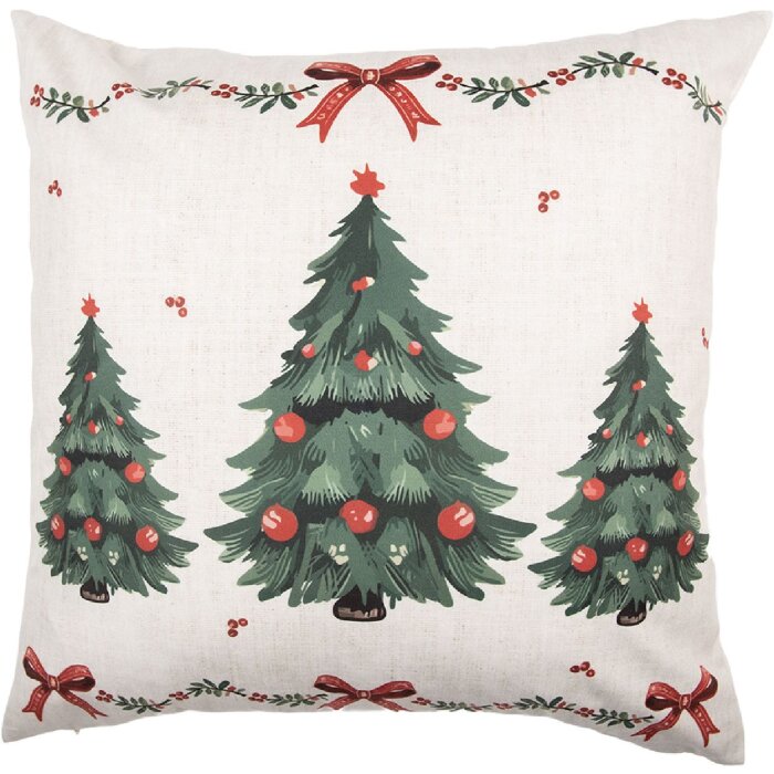 Clayre & Eef TCH22 Funda de Cojín 45x45 cm Beige-Verde