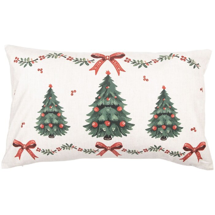 Clayre & Eef TCH36 Funda de Cojín 30x50 cm Beige-Verde