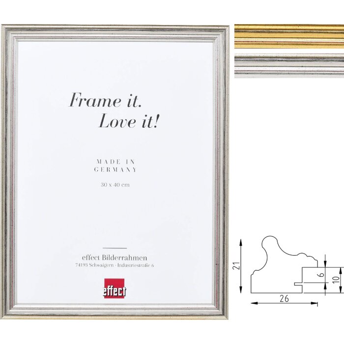 Espejo de pared effect Profil 44 Madera Oro Plata varios tamaños
