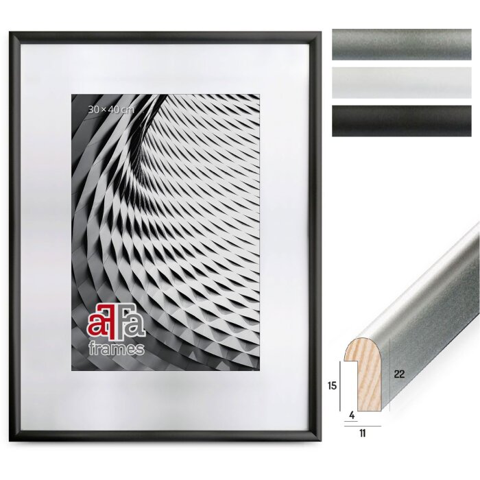 FramesFactory Marco de Fotos Finger 10x15 hasta 40x50cm Acrílico Negro Plata Blanco