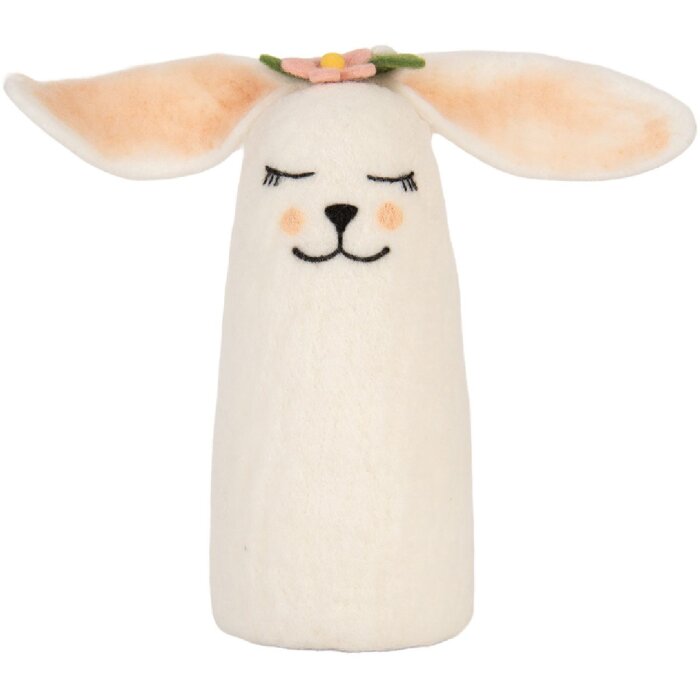 Ratón de Fieltro Clayre & Eef 66321 23x10x23 cm Blanco Rosa