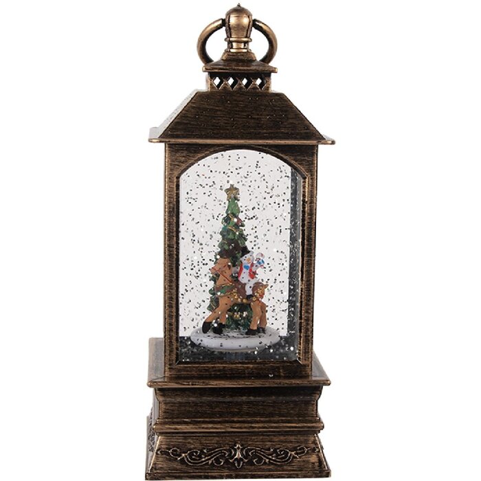 Linterna decorativa con árbol de Navidad Clayre & Eef 66409 8x8x20 cm / 3xAAA