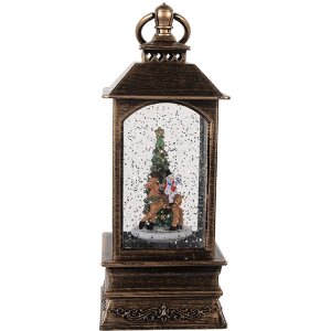 Linterna decorativa con árbol de Navidad Clayre & Eef 66409 8x8x20 cm / 3xAAA