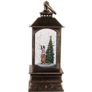 Linterna decorativa con árbol de Navidad Clayre & Eef 66409 8x8x20 cm / 3xAAA
