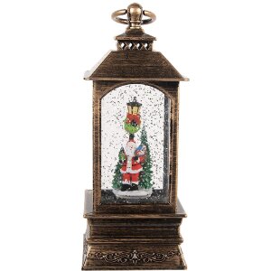 Decoración Linterna con Papá Noel Clayre & Eef 66410 8x8x20 cm marrón 3xAAA