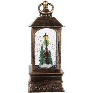 Decoración Linterna con Papá Noel Clayre & Eef 66410 8x8x20 cm marrón 3xAAA