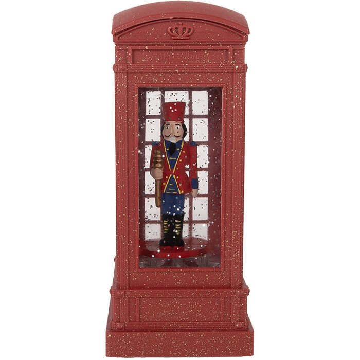 Clayre & Eef 66412 Decoración Cabina Telefónica con Cascanueces 9x9x21 cm / 3xAAA