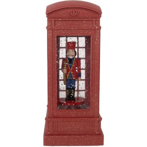 Clayre & Eef 66412 Decoración Cabina Telefónica con Cascanueces 9x9x21 cm / 3xAAA