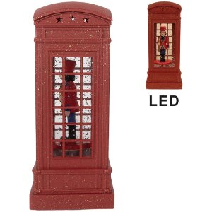 Clayre & Eef 66412 Decoración Cabina Telefónica con Cascanueces 9x9x21 cm / 3xAAA