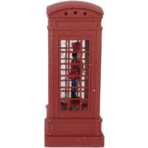 Clayre & Eef 66412 Decoración Cabina Telefónica con Cascanueces 9x9x21 cm / 3xAAA