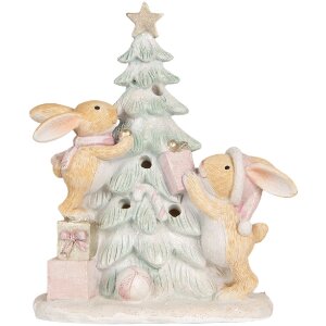 Conejo decorativo con LED Clayre & Eef 6PR5880 14x8x16 cm Marrón y Blanco