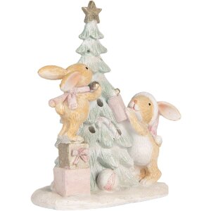 Conejo decorativo con LED Clayre & Eef 6PR5880 14x8x16 cm Marrón y Blanco