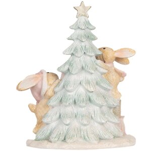Conejo decorativo con LED Clayre & Eef 6PR5880 14x8x16 cm Marrón y Blanco