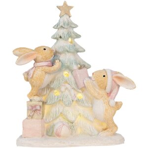 Conejo decorativo con LED Clayre & Eef 6PR5880 14x8x16 cm Marrón y Blanco