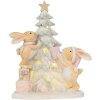 Conejo decorativo con LED Clayre & Eef 6PR5880 14x8x16 cm Marrón y Blanco
