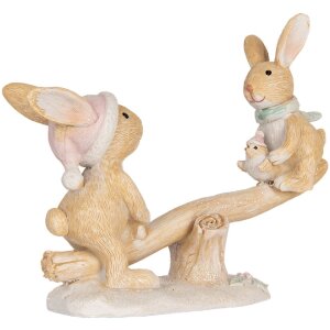 Decoración Conejo Clayre & Eef 6PR5881 16x6x11 cm Marrón y Blanco