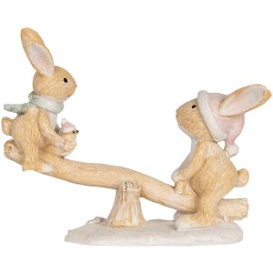 Decoración Conejo Clayre & Eef 6PR5881 16x6x11 cm Marrón y Blanco