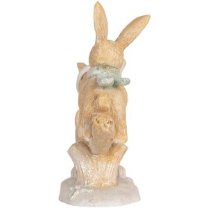 Decoración Conejo Clayre & Eef 6PR5881 16x6x11 cm Marrón y Blanco
