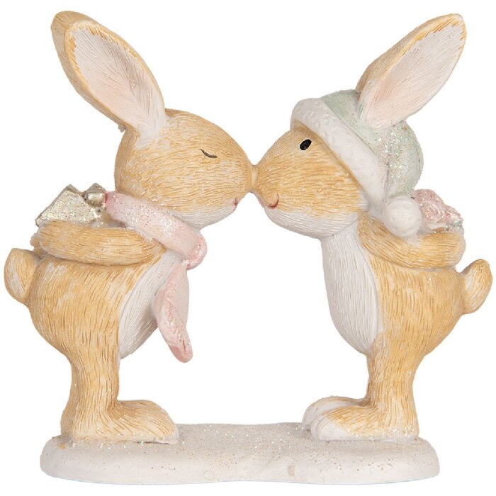 Conejo Decorativo Clayre & Eef 6PR5882 10x5x10 cm Marrón y Blanco