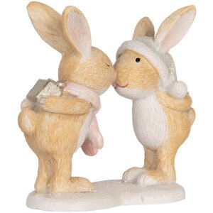 Conejo Decorativo Clayre & Eef 6PR5882 10x5x10 cm Marrón y Blanco