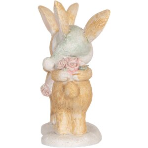 Conejo Decorativo Clayre & Eef 6PR5882 10x5x10 cm Marrón y Blanco