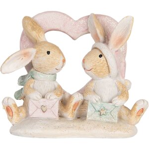 Conejo Decorativo Clayre & Eef 6PR5883 11x6x9 cm Marrón Blanco