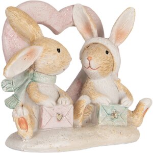 Conejo Decorativo Clayre & Eef 6PR5883 11x6x9 cm Marrón Blanco