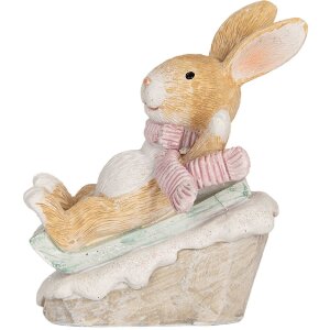 Decoración de conejo Clayre & Eef 6PR5885 8x6x9 cm Marrón Blanco