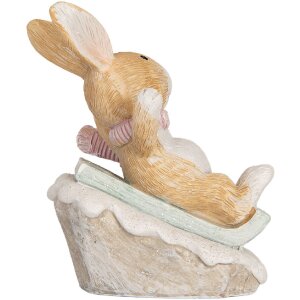 Decoración de conejo Clayre & Eef 6PR5885 8x6x9 cm Marrón Blanco