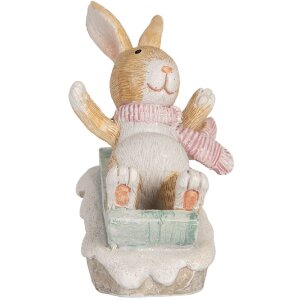 Decoración de conejo Clayre & Eef 6PR5885 8x6x9 cm Marrón Blanco