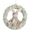 Clayre & Eef 6PR5889 Decoración Colgante Conejo 8x3x8 cm Gris Verde