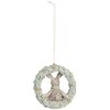 Clayre & Eef 6PR5889 Decoración Colgante Conejo 8x3x8 cm Gris Verde