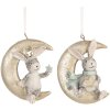 Clayre & Eef 6PR5890 Decoración Colgante Conejo Set 2 Gris y Dorado