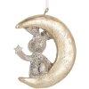 Clayre & Eef 6PR5890 Decoración Colgante Conejo Set 2 Gris y Dorado