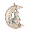 Clayre & Eef 6PR5890 Decoración Colgante Conejo Set 2 Gris y Dorado