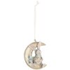 Clayre & Eef 6PR5890 Decoración Colgante Conejo Set 2 Gris y Dorado