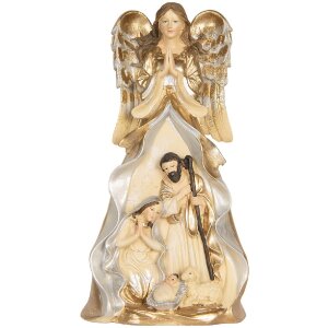 Grupo Navideño decorativo Clayre & Eef 6PR5897 16x13x31 cm Beige y Blanco