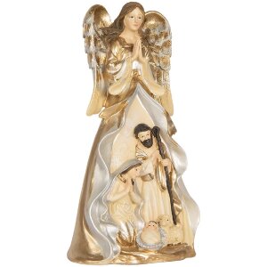 Grupo Navideño decorativo Clayre & Eef 6PR5897 16x13x31 cm Beige y Blanco