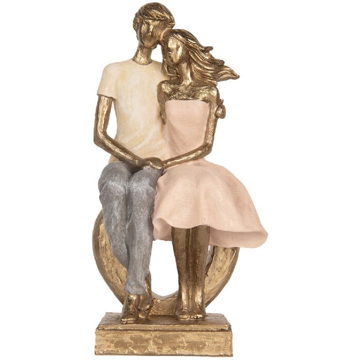 Decoración Pareja Sentada Clayre & Eef 6PR5901 14x12x28 cm Dorado Rosado