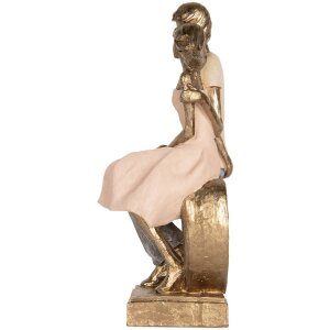 Decoración Pareja Sentada Clayre & Eef 6PR5901 14x12x28 cm Dorado Rosado