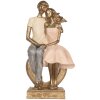 Decoración Pareja Sentada Clayre & Eef 6PR5901 14x12x28 cm Dorado Rosado