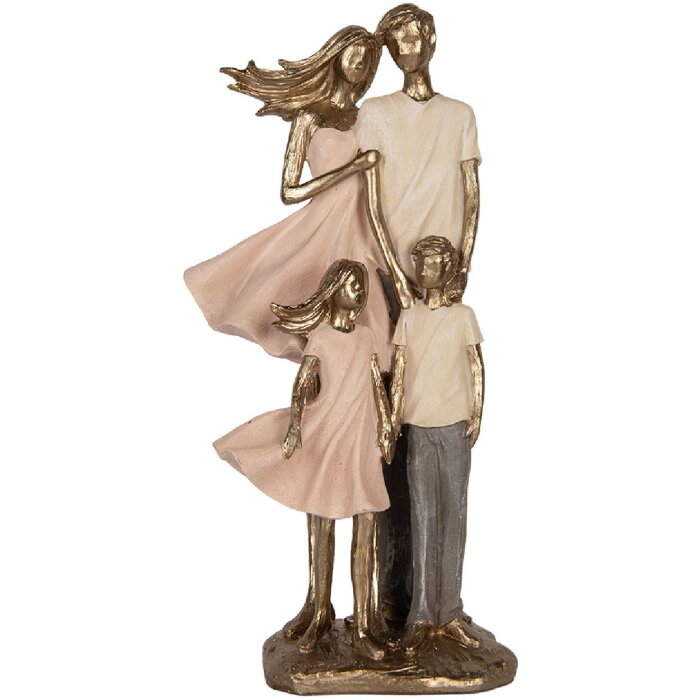 Decoración Familia 17x11x35 cm Clayre & Eef 6PR5902 Dorado y Rosa
