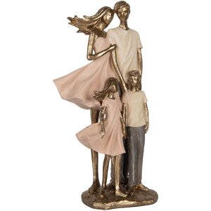 Decoración Familia 17x11x35 cm Clayre & Eef 6PR5902 Dorado y Rosa