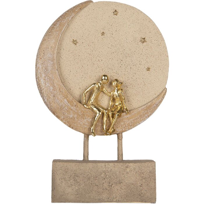 Clayre & Eef 6PR5909 Pareja Sentada en Luna 18x5x26 cm Beige Dorado