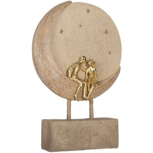 Clayre & Eef 6PR5909 Pareja Sentada en Luna 18x5x26 cm Beige Dorado