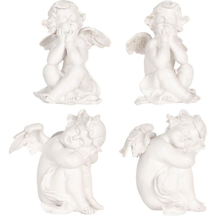 Clayre & Eef 6PR5914 Decoración Ángel Set de 4 16x14x19 cm