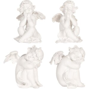 Clayre & Eef 6PR5914 Decoración Ángel Set de 4 16x14x19 cm