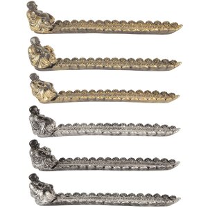 Candelabro Buda para Incienso Clayre & Eef Plateado Dorado 33x8x7 cm