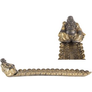 Candelabro Buda para Incienso Clayre & Eef Plateado Dorado 33x8x7 cm